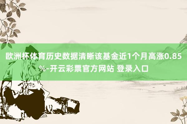 欧洲杯体育历史数据清晰该基金近1个月高涨0.85%-开云彩票官方网站 登录入口