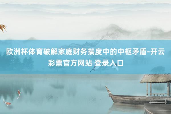 欧洲杯体育破解家庭财务揣度中的中枢矛盾-开云彩票官方网站 登