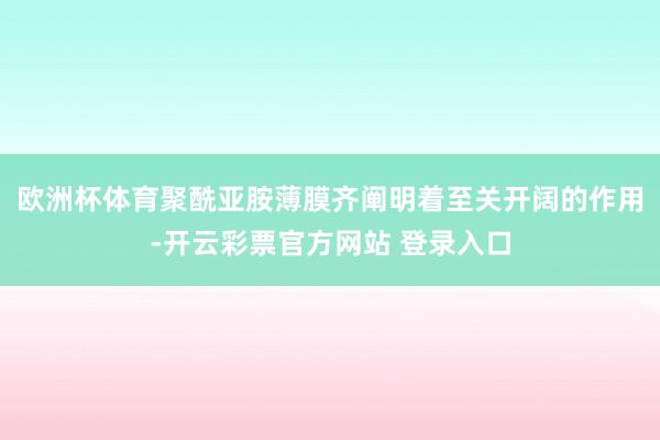 欧洲杯体育聚酰亚胺薄膜齐阐明着至关开阔的作用-开云彩票官方网站 登录入口