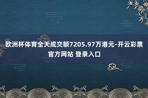 欧洲杯体育全天成交额7205.97万港元-开云彩票官方网站 