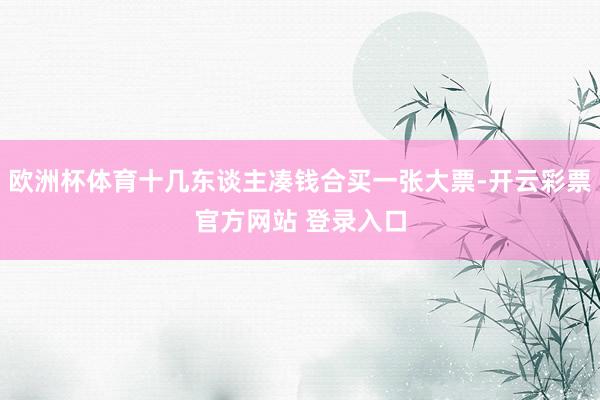 欧洲杯体育十几东谈主凑钱合买一张大票-开云彩票官方网站 登录