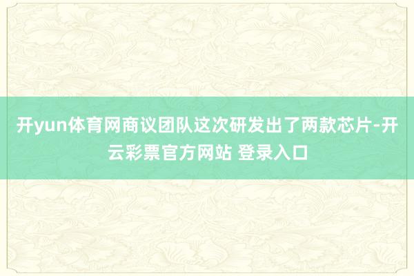 开yun体育网商议团队这次研发出了两款芯片-开云彩票官方网站
